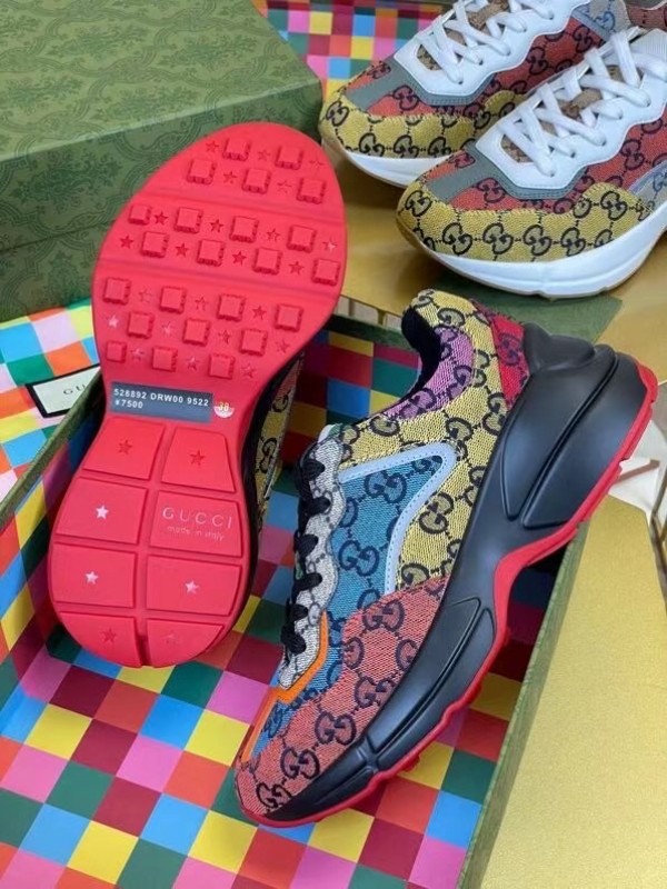 Women's Rhyton GG Multicolor Sneakers - Image 4