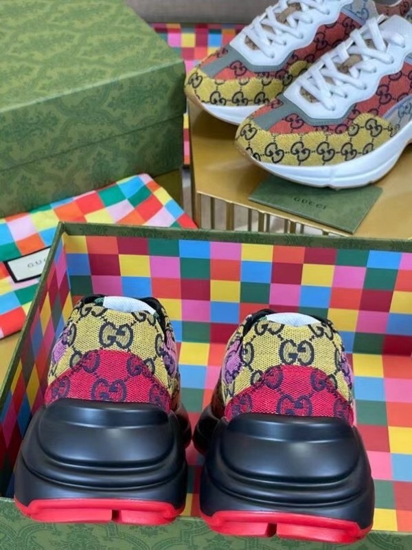 Women's Rhyton GG Multicolor Sneakers - Image 3