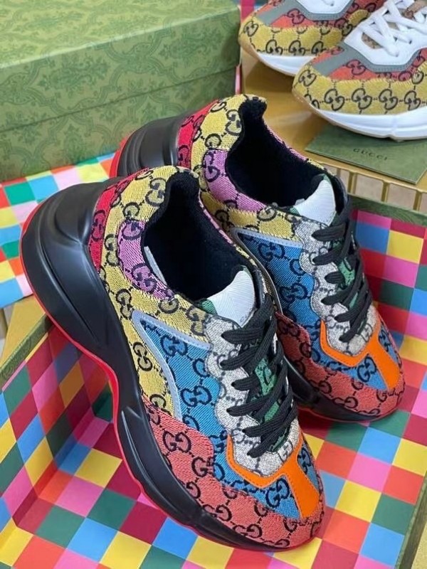 Women's Rhyton GG Multicolor Sneakers - Image 2