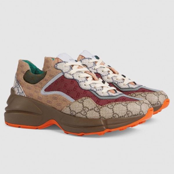 Women's Rhyton Beige/Brick GG Canvas